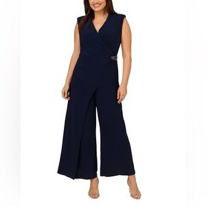 ADRIANNA PAPELL  Sleeveless Jersey Jumpsuit 14 W new $200